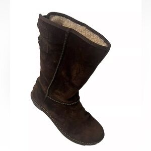 UGG Haywell Women’s Tall Boots Chocolate Brown Sheepskin Suede Size 8